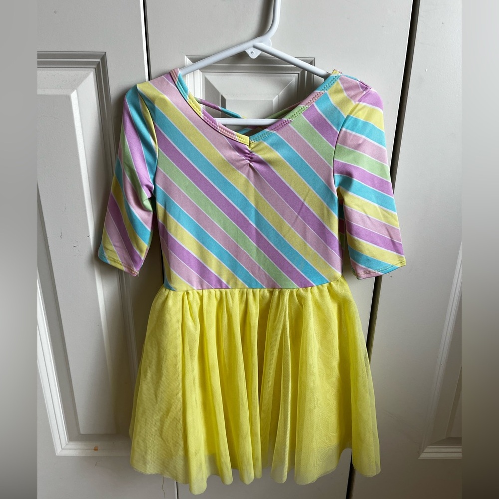 Colorful Striped Dress with Yellow Skirt DOT DOT SMILE